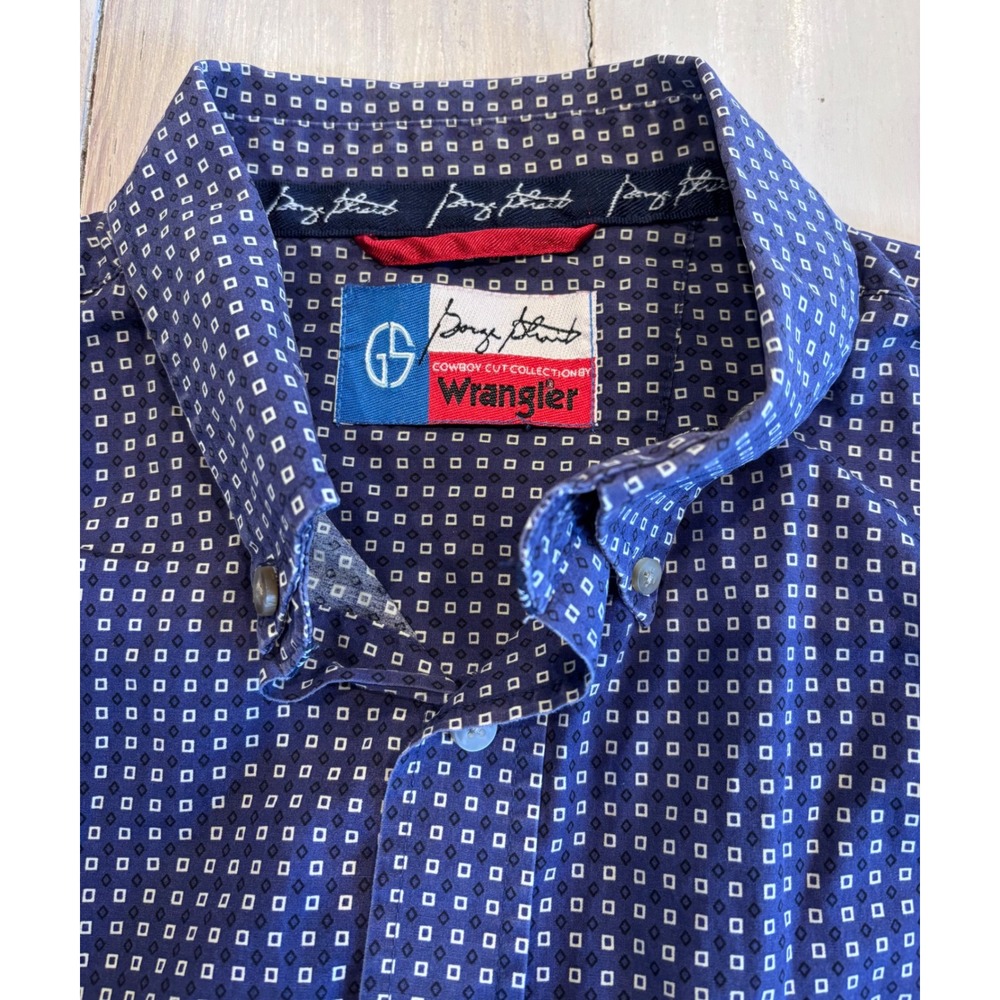 Wrangler George Strait Cowboy Shirt Mens XL Purple Geometric Western Button Up